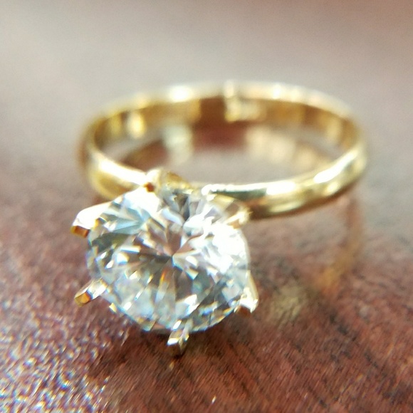NeW 14k Solid Yellow Gold 3ct Round Engagement Ring - Picture 5 of 9